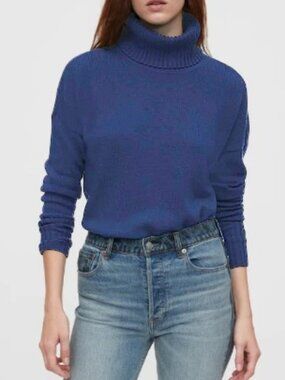 GAP relaxed turtleneck cashmere sweater navy blue women's size S